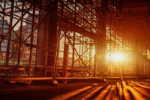 Construction,Scaffoldings,Abstract,Scaffold,With,Sunset,In,The,Background